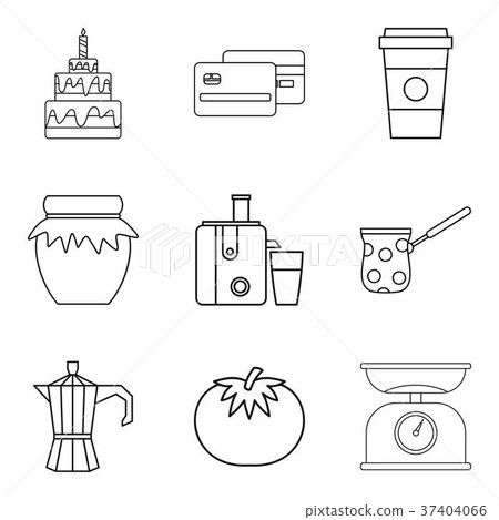 Topping icons set, outline style 37404066
