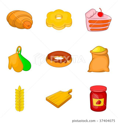 Cake icons set, cartoon style 37404075
