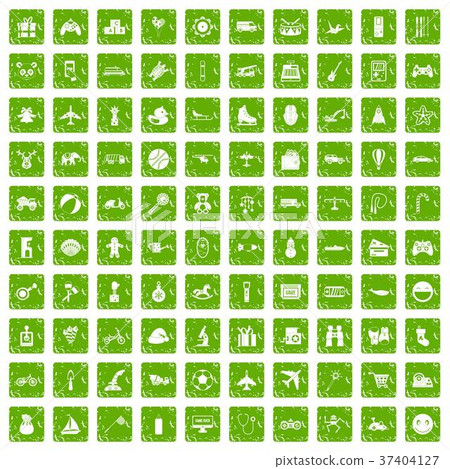 100 toys for kids icons set grunge green 100 toys for kids icons set grunge green 37404127