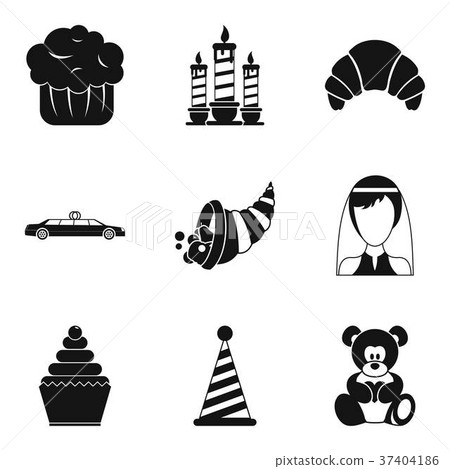 Romantic dinner icons set, simple style - Stock Illustration [37404186 ...