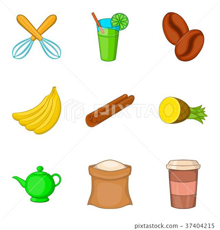 Beverage with filling icons set, cartoon style 37404215