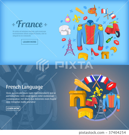 France banner set template, cartoon style France banner set template, cartoon style 37404254