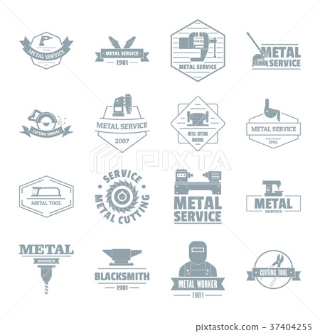 Metal working logo icons set, simple style Metal working logo icons set, simple style 37404255