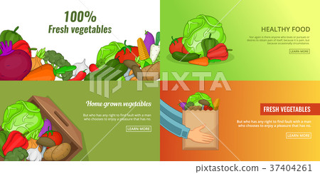 Fresh vegetables banner set template, cartoon style 37404261