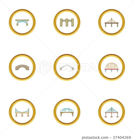 Bridge icons set, cartoon style Bridge icons set, cartoon style 37404269