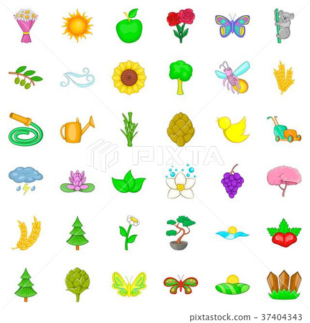 Sunflower icons set, cartoon style 37404343