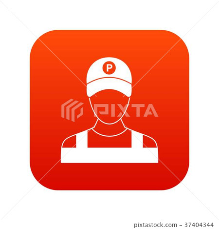 Parking attendant icon digital red Parking attendant icon digital red 37404344