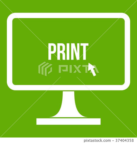 Print word on a computer monitor icon green 37404358