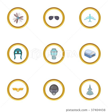 Flight icons set, cartoon style-插圖素材 [37404438] - PIXTA圖庫