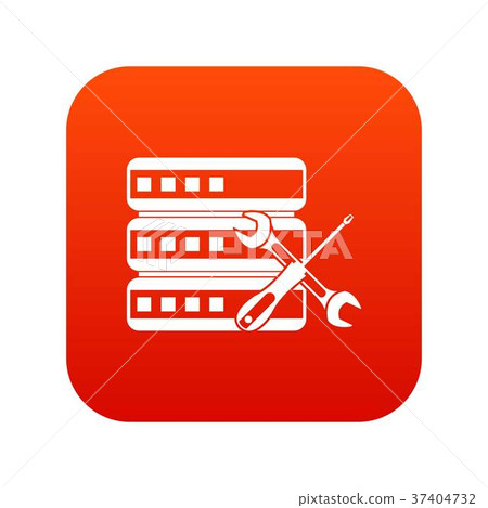 Database with screwdriver and spanner icon digital red Database with screwdriver and spanner icon digital red 37404732