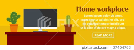 Home workplace with cactus banner horizontal concept Home workplace with cactus banner horizontal concept 37404763
