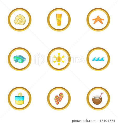 Island party icons set, cartoon style 37404773