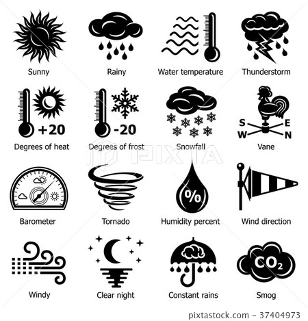 Weater icons set, simple style Weater icons set, simple style 37404973