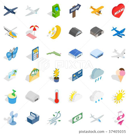 Travel icons set, isometric style 37405035