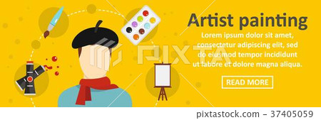 Artist painting banner horizontal concept - Stock Illustration ...
