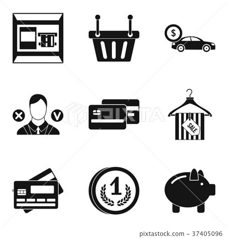 Purchase on credit icons set, simple style Purchase on credit icons set, simple style 37405096