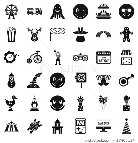 Funny icons set, simple style Funny icons set, simple style 37405154