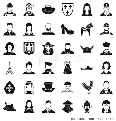 Portrait icons set, simle style Portrait icons set, simle style 37405238