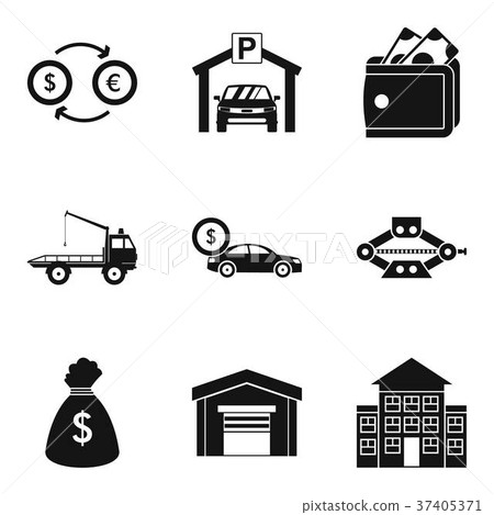 Parking fine icons set, simple style 37405371