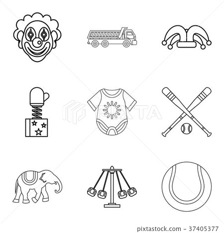Happy teenager icons set, outline style 37405377