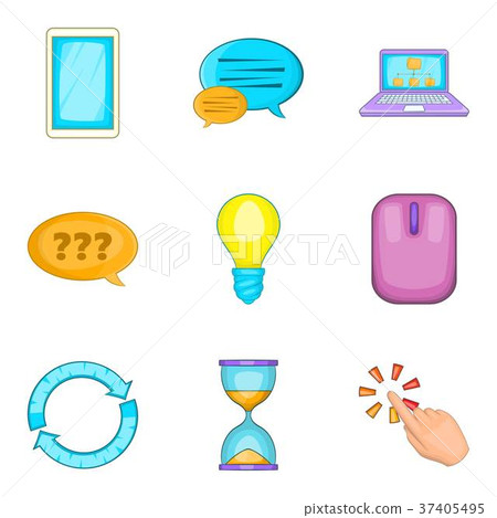 Chat manager icons set, cartoon style Chat manager icons set, cartoon style 37405495