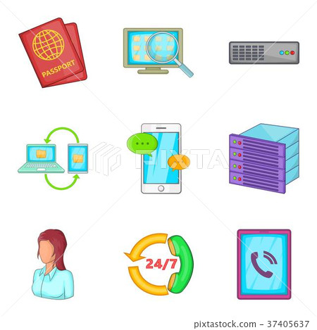 Data transfer to phone icons set, cartoon style 37405637