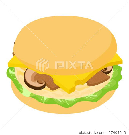 Burger mushrooms icon, isometric 3d style Burger mushrooms icon, isometric 3d style 37405643