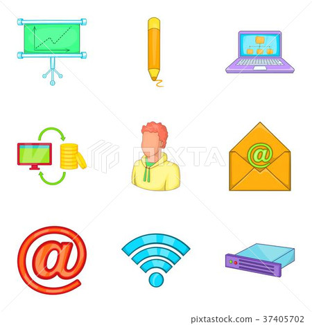 Online call icons set, cartoon style Online call icons set, cartoon style 37405702