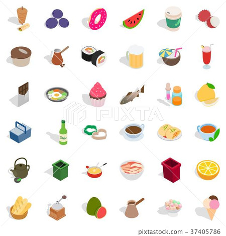Plum icons set, isometric style Plum icons set, isometric style 37405786