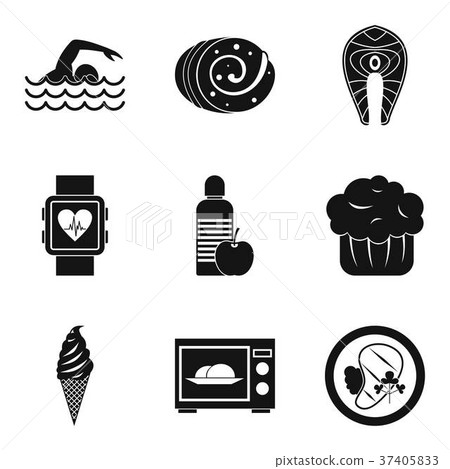 Calorie icons set, simple style Calorie icons set, simple style 37405833