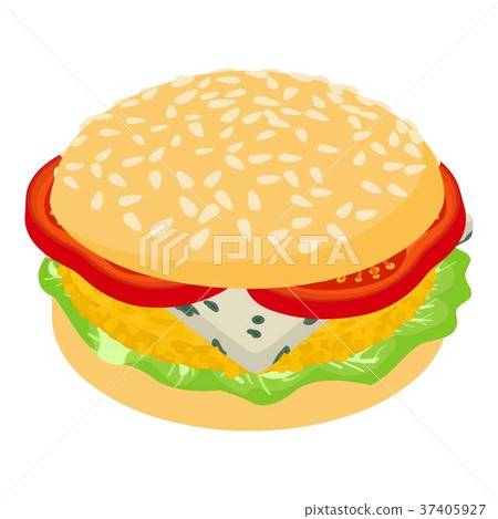 Burger lunch icon, isometric 3d style