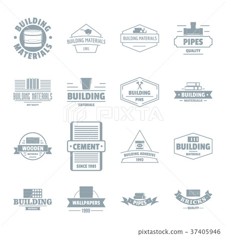 Building materials logo icons set, simple style 37405946