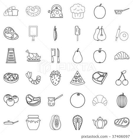 Food icons set, outline style Food icons set, outline style 37406097