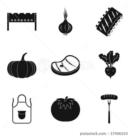 Meat menu icons set, simple style Meat menu icons set, simple style 37406203
