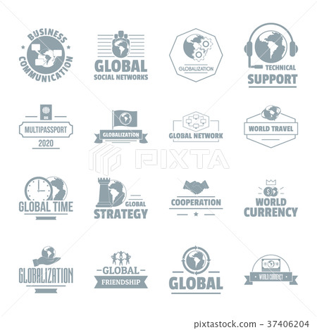 Global business logo icons set, simple style 37406204