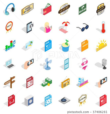 Headphones icons set, isometric style 37406281