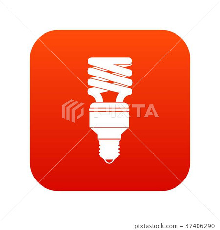 Energy saving bulb icon digital red Energy saving bulb icon digital red 37406290
