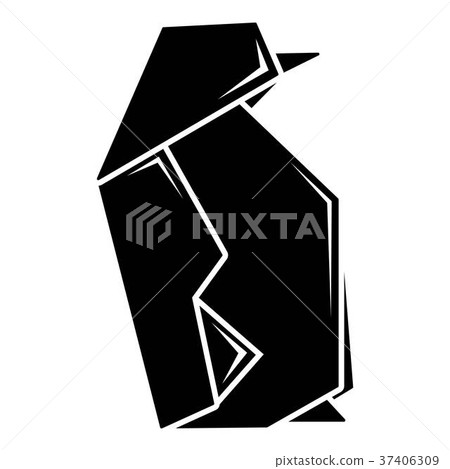 Origami Penguin Icon, Simple Black Style - Stock Illustration [37406309 