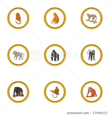 Ape icons set, cartoon style Ape icons set, cartoon style 37406323