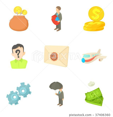 Money transfer icons set, cartoon style Money transfer icons set, cartoon style 37406360