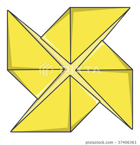 Origami shuriken icon, cartoon style 37406361