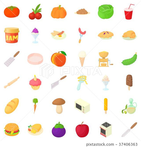 Kitchen icons set, cartoon style 37406363