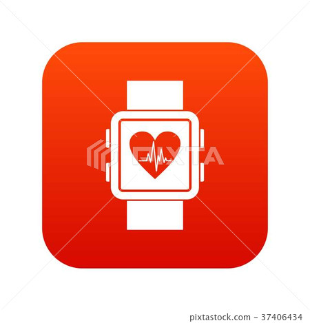 Smartwatch icon digital red 37406434