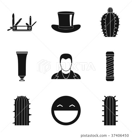 Barbed icons set, simple style Barbed icons set, simple style 37406450