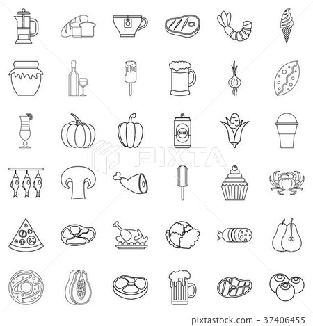 Berry icons set, outline style 37406455
