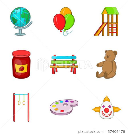 Children slides icons set, cartoon style Children slides icons set, cartoon style 37406476