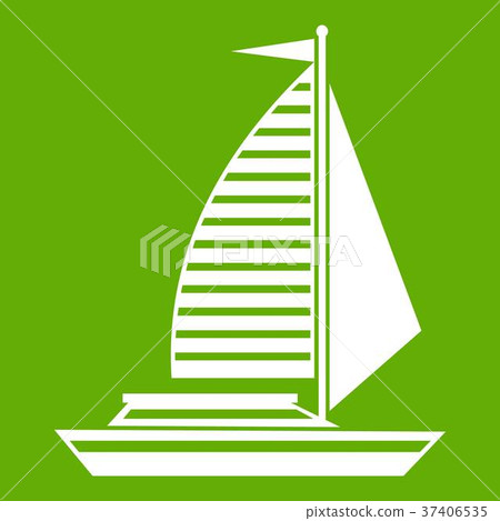 Yacht with sails icon green - Stock Illustration [37406535] - PIXTA