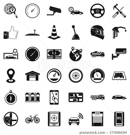 Evacuation icons set, simple style Evacuation icons set, simple style 37406694