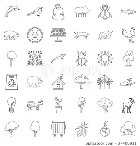 Animal icons set, outline style 37406931