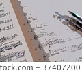Sheet music and pen 37407200